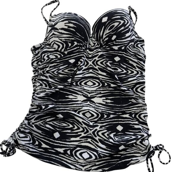 Love Your Assets Tankini Swimsuit Womens Large Padded Top Adjustable Ties - Picture 1 of 7